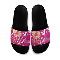 Hawaiian and Japanese Culture Together Slide Sandals Kakau Tribal Pattern and Irezumi Art Pink Color LT03 Pink - Polynesian Pride