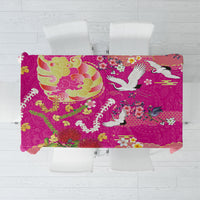 Hawaiian and Japanese Culture Together Tablecloth Kakau Tribal Pattern and Irezumi Art Pink Color LT03 Pink - Polynesian Pride