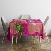 Hawaiian and Japanese Culture Together Tablecloth Kakau Tribal Pattern and Irezumi Art Pink Color LT03 - Polynesian Pride