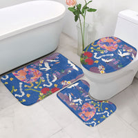 Hawaiian and Japanese Culture Together Bathroom Set Kakau Tribal Pattern and Irezumi Art Blue Color LT03 - Polynesian Pride