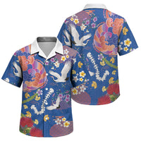 Hawaiian and Japanese Culture Together Family Matching Summer Maxi Dress and Hawaiian Shirt Kakau Tribal Pattern and Irezumi Art Blue Color LT03 Son's Shirt Blue - Polynesian Pride