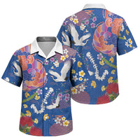 Hawaiian and Japanese Culture Together Family Matching Tank Maxi Dress and Hawaiian Shirt Kakau Tribal Pattern and Irezumi Art Blue Color LT03 Son's Shirt Blue - Polynesian Pride