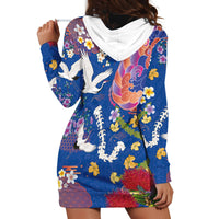 Hawaiian and Japanese Culture Together Hoodie Dress Kakau Tribal Pattern and Irezumi Art Blue Color LT03 - Polynesian Pride