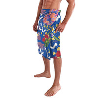 Hawaiian and Japanese Culture Together Lavalava Kakau Tribal Pattern and Irezumi Art Blue Color LT03 - Polynesian Pride