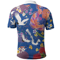 Hawaiian and Japanese Culture Together Polo Shirt Kakau Tribal Pattern and Irezumi Art Blue Color LT03 - Polynesian Pride