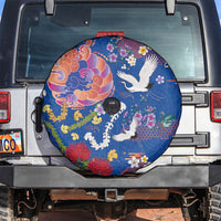 Hawaiian and Japanese Culture Together Spare Tire Cover Kakau Tribal Pattern and Irezumi Art Blue Color LT03 Blue - Polynesian Pride