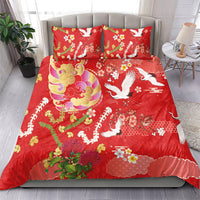 Hawaiian and Japanese Culture Together Bedding Set Kakau Tribal Pattern and Irezumi Art Red Color LT03 - Polynesian Pride