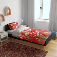 Hawaiian and Japanese Culture Together Bedding Set Kakau Tribal Pattern and Irezumi Art Red Color LT03 - Polynesian Pride