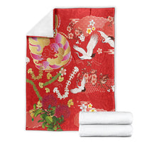 Hawaiian and Japanese Culture Together Blanket Kakau Tribal Pattern and Irezumi Art Red Color LT03 - Polynesian Pride