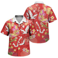 Hawaiian and Japanese Culture Together Family Matching Off Shoulder Maxi Dress and Hawaiian Shirt Kakau Tribal Pattern and Irezumi Art Red Color LT03 Son's Shirt Red - Polynesian Pride