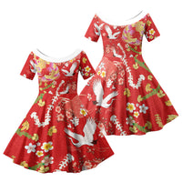 Hawaiian and Japanese Culture Together Family Matching Tank Maxi Dress and Hawaiian Shirt Kakau Tribal Pattern and Irezumi Art Red Color LT03 Daughter's Dress Red - Polynesian Pride