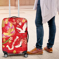 Hawaiian and Japanese Culture Together Luggage Cover Kakau Tribal Pattern and Irezumi Art Red Color LT03 Red - Polynesian Pride