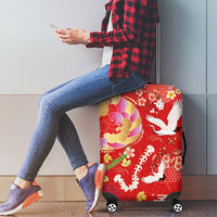 Hawaiian and Japanese Culture Together Luggage Cover Kakau Tribal Pattern and Irezumi Art Red Color LT03 - Polynesian Pride