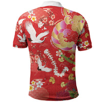 Hawaiian and Japanese Culture Together Polo Shirt Kakau Tribal Pattern and Irezumi Art Red Color LT03 - Polynesian Pride