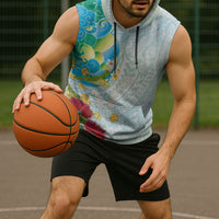 Japanese and Hawaiian Culture Fusion Sleeveless Hoodie Irezumi with Turtles and Lei Kakau Pattern Fresh Vibe LT03 - Polynesian Pride