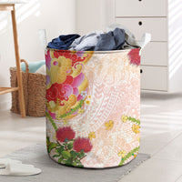 Japanese and Hawaiian Culture Fusion Laundry Basket Irezumi with Turtles and Lei Kakau Pattern Sunset Vibe LT03 Multicolor - Polynesian Pride