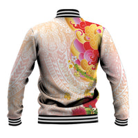 Japanese and Hawaiian Culture Fusion Baseball Jacket Irezumi with Turtles and Lei Kakau Pattern Sunset Vibe LT03 - Polynesian Pride