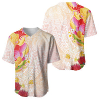 Japanese and Hawaiian Culture Fusion Baseball Jersey Irezumi with Turtles and Lei Kakau Pattern Sunset Vibe LT03 - Polynesian Pride