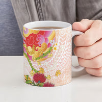 Japanese and Hawaiian Culture Fusion Ceramic Mug Irezumi with Turtles and Lei Kakau Pattern Sunset Vibe LT03 - Polynesian Pride