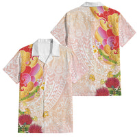 Japanese and Hawaiian Culture Fusion Family Matching Summer Maxi Dress and Hawaiian Shirt Irezumi with Turtles and Lei Kakau Pattern Sunset Vibe LT03 Dad's Shirt - Short Sleeve Multicolor - Polynesian Pride