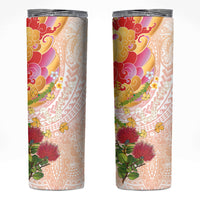 Japanese and Hawaiian Culture Fusion Skinny Tumbler Irezumi with Turtles and Lei Kakau Pattern Sunset Vibe LT03 Multicolor - Polynesian Pride