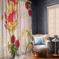Japanese and Hawaiian Culture Fusion Window Curtain Irezumi with Turtles and Lei Kakau Pattern Sunset Vibe LT03 - Polynesian Pride