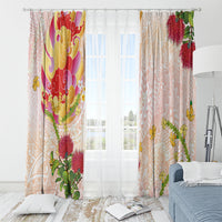 Japanese and Hawaiian Culture Fusion Window Curtain Irezumi with Turtles and Lei Kakau Pattern Sunset Vibe LT03 - Polynesian Pride