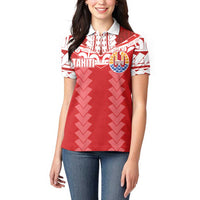 Custom Tahiti Football Polynesian Pattern Women Polo Shirt