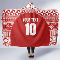 Custom Tonga Football Ngatu Tribal Tattoo Hooded Blanket LT03 One Size Red - Polynesian Pride