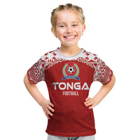 Custom Tonga Football Ngatu Tribal Tattoo Kid T Shirt LT03 Red - Polynesian Pride