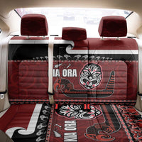 New Zealand Culture Back Car Seat Cover Kia Ora Aotearoa Moko Tattoo Mask with Waka and Maori Art Pattern