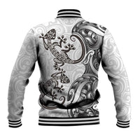 New Zealand Gecko Maori Art Tattoo Baseball Jacket White Color
