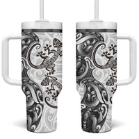 New Zealand Gecko Maori Art Tattoo Tumbler With Handle White Color
