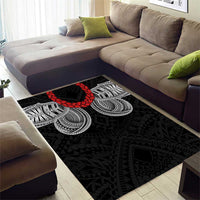 Samoan Traditional Art Tattoos Area Rug Tatau Tribal Motifs with Ula Fala Black - Polynesian Pride