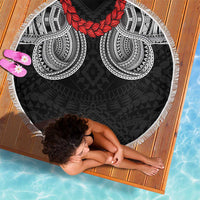 Samoan Traditional Art Tattoos Beach Blanket Tatau Tribal Motifs with Ula Fala Black - Polynesian Pride