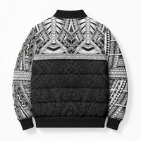 Samoan Traditional Art Tattoos Bomber Puffer Jacket Tatau Tribal Motifs with Ula Fala Black - Polynesian Pride