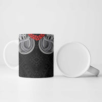Samoan Traditional Art Tattoos Ceramic Mug Tatau Tribal Motifs with Ula Fala Black - Polynesian Pride