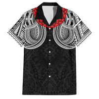 Samoan Traditional Art Tattoos Family Matching Off Shoulder Maxi Dress and Hawaiian Shirt Tatau Tribal Motifs with Ula Fala Black - Polynesian Pride
