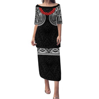 Samoan Traditional Art Tattoos Family Matching Puletasi and Hawaiian Shirt Tatau Tribal Motifs with Ula Fala Black - Polynesian Pride