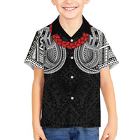 Samoan Traditional Art Tattoos Family Matching Puletasi and Hawaiian Shirt Tatau Tribal Motifs with Ula Fala Black - Polynesian Pride