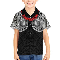 Samoan Traditional Art Tattoos Family Matching Short Sleeve Bodycon Dress and Hawaiian Shirt Tatau Tribal Motifs with Ula Fala Black - Polynesian Pride