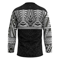 Samoan Traditional Art Tattoos Hockey Jersey Tatau Tribal Motifs with Ula Fala Black - Polynesian Pride