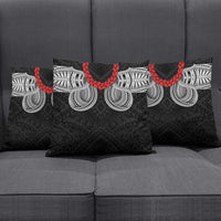 Samoan Traditional Art Tattoos Pillow Cover Tatau Tribal Motifs with Ula Fala Black - Polynesian Pride