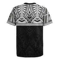 Samoan Traditional Art Tattoos Rugby Jersey Tatau Tribal Motifs with Ula Fala Black - Polynesian Pride