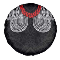Samoan Traditional Art Tattoos Spare Tire Cover Tatau Tribal Motifs with Ula Fala Black - Polynesian Pride