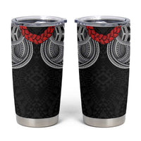 Samoan Traditional Art Tattoos Tumbler Cup Tatau Tribal Motifs with Ula Fala Black - Polynesian Pride