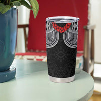 Samoan Traditional Art Tattoos Tumbler Cup Tatau Tribal Motifs with Ula Fala Black - Polynesian Pride