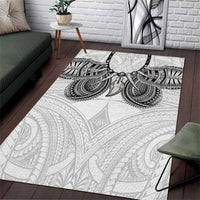 Samoan Traditional Art Tattoos Area Rug Tatau Tribal Motifs with Ula Nifo White - Polynesian Pride