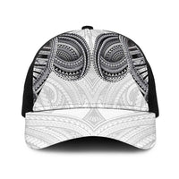 Samoan Traditional Art Tattoos Baseball Net Cap Tatau Tribal Motifs with Ula Nifo White - Polynesian Pride