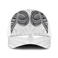 Samoan Traditional Art Tattoos Baseball Net Cap Tatau Tribal Motifs with Ula Nifo White - Polynesian Pride